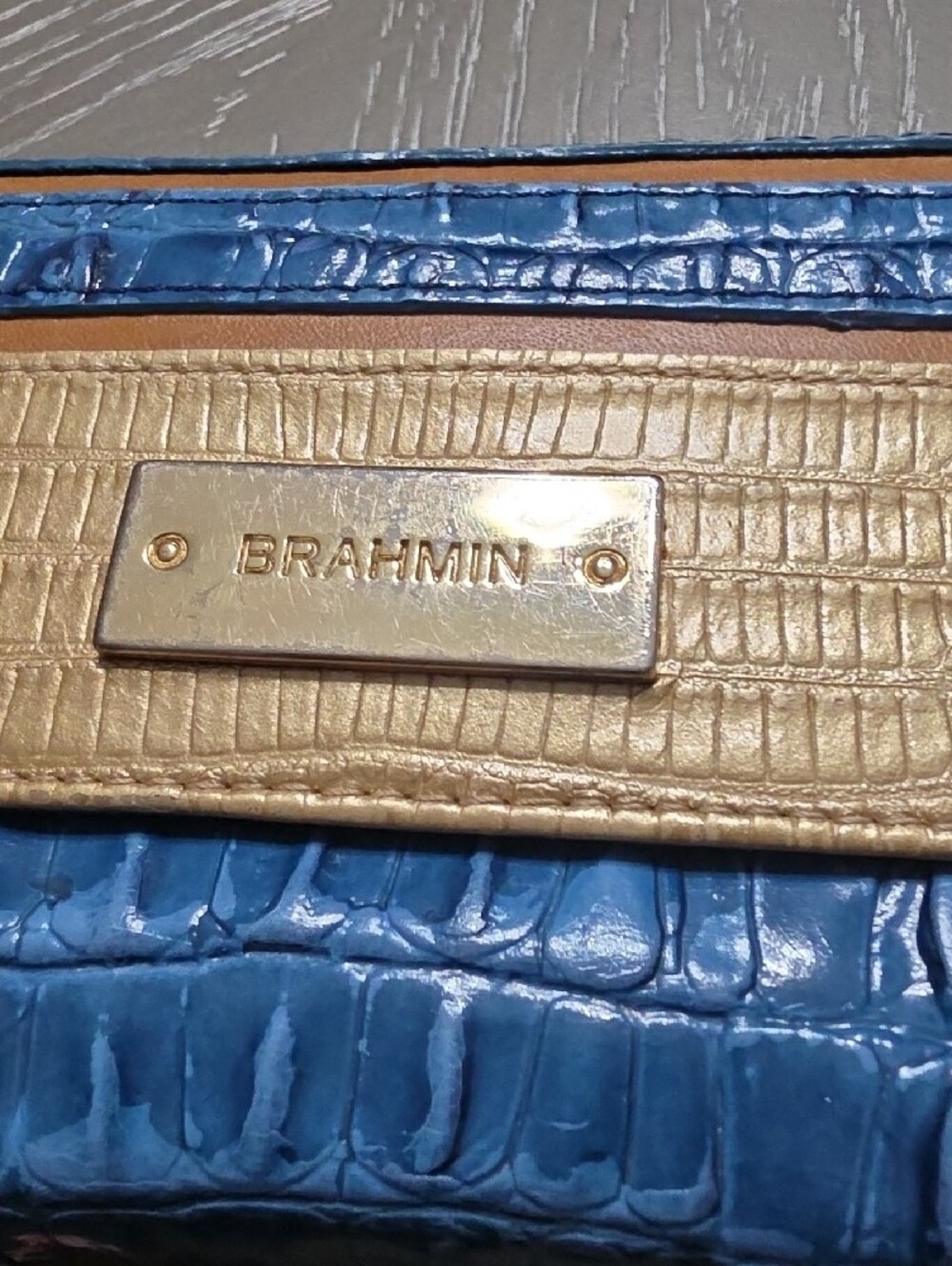 Brahmin Navy Croc-Embossed Top-Handle Satchel - Picture 12 of 12